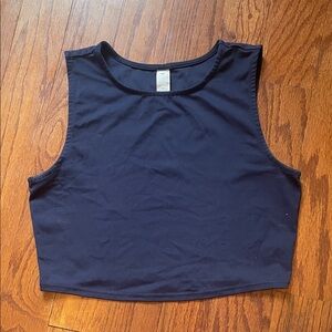 Yogalicious Navy Blue Workout Sleeveless Crop Top